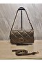 Stylish Women's Chain Detailed Quilted Double Strap Shoulder and Crossbody Bag