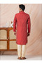 Mens Self Design Jacquard Silk Kurta Set - 4