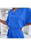 Women's short sleeve button-down blouse and pants two-piece set - 3