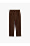 Slim Fit Pocketed Pleated Linen Blend Buttoned Elastic Waist Lace-Up Trousers