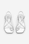 Women's Blunt Toe Stoned Cross-Strapped Flip-Flop Daily Sandals Zarev Silver - 9