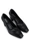 Women's Faux Leather Black Heeled Shoes - 3