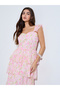 Pink Floral Print Layered Maxi Dress