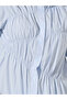 Blue Ruched Short Sleeve Shirt - 4