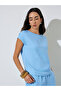 Blue Solid Woven Cap Sleeve Top and Wide Leg Pants Set - 2