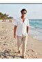Men's White Stefan Knitwear Look Short Sleeve Summer Shirt - 2