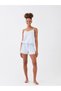 Lcw Dream Blue V-Neck Lace Detailed Strappy Women's Shorts Jumpsuit Pajamas