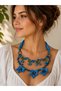 Authentic Rose Patterned Needlework Necklace with Natural Stone and Cherry Detail - 2