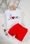 Love Embroidered Baby Girl Summer Set Scallop Sleeves White T-Shirt Red Shorts 2-Piece Baby Set - 5