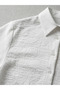 Linen Look Retro Model Loose Short Sleeve Shirt Women's Snow White - 5