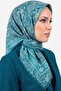 Women's Aqua Blue Authentic Shawl Patterned Flared Twill Scarf
