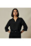 Relaxed Fit Twill Raglan Sleeve Top with Collar - 6
