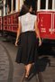 Women's White Shirt Collar Buttoned Padded Detailed Belted Waist Flared Midi Length Dress Arm-26Y001127 - 2
