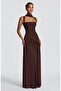 Imported Atlas Fabric Back Detail Maxi Dress Brown - 2