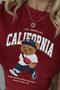 -Women's California Bear Printed Crop T-Shirt 100% Cotton - 2