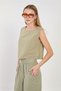 Women's Cotton Sleeveless Crop Blouse - Olive - 2