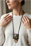 Handmade Bead Embroidered Custom Design Authentic Necklace on Fabric - 3