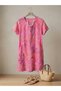 Italian Patterned Linen Textured Women's Casual Dress with Pockets