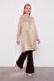 Beige Ruffle Floral Detail Cupra Shirt - 2