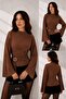 Women's Half Turtleneck Draped Belt Buckle Spanish Sleeve Blouse 224 - 2