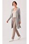 Women's Gray Melange Color Long Slit Basic Cardigan