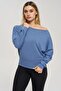 Women's One Shoulder Low Cut Casual Sweatshirt with Boat Neckline - 2