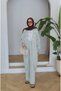Tulle Floral Embroidered Bat Sleeve Linen Suit