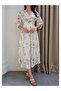 Pre-Tied Balloon Sleeve Midi Dress - 3