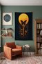 Orange Black Aesthetic Butterfly and Sun Themed Wall Covering – Modern Decorative Quality Fabric Tapestry Wall Carpet