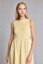 Crew Neck Cotton Sleeveless Light Yellow Midi Dress H8429Ax26Sm - 3