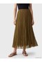 Trendlucky Pleated Chiffon Skirt with Elastic Waist and Difference in Color - 2