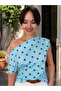 Women's Boat Neck Polka Dot Blouse - 2