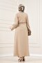 Skirt with Buckle Detail Tuğba Double Set-Beige - 4