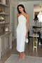 White U-Neck Dress with Slit on the Back - 8581