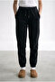 Women's Black 3-Thread Fleece-Lined Elastic Leg Jogger Cotton Sweatpants