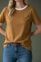 Women's Crew Neck Tobacco Color T-Shirt - 7943 - 2