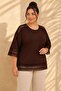 Women's Plus Size Lace Detailed Low Sleeve Side Slit Stretchy Viscose Blouse - 4