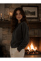 Women's Anthracite Stylish Crew Neck Buttoned Knitwear Cardigan - 2