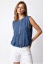 2154 Women's Linen Look Zippered Snap Pocket Lined Vest Navy Blue - 4