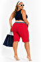 Plus Size Elastic Waist Lace-Up Back Pocket Lycra Women's Capri - 2