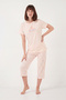 Patterned Cotton Crew Neck Capri Pajama Set Pajama Set 65790787 - 4