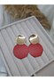 Matte Green Geometric Circle Earrings