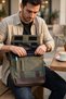 Canvas Look Faux Leather Messenger Bag - 14 Inch Laptop, Shoulder Bag, Casual and Office Use - 2