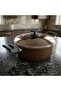 Albemo Domino 24 cm Deep Pot - Chocolate Brown Gold Sealant Patterned, Fireproof Non-Stick Soup and Food Pot - 3