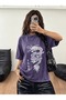 Dragon Printed Washable Vintage Unisex Oversize Purple T-Shirt
