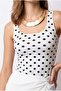 2165 Women's Polka Dot Patterned U-Neck Strappy Athlete Blouse White - 2
