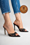 Genuine Leather Women's Open Toe Design Thin Heeled Slippers Black Patent Leather Proton - 5
