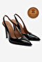 Genuine Leather Black Patent Leather Pointed Toe Flat Sole Stiletto High Heel Shoes Vardola - 7