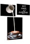 3 Panel But First Coffee Gallery Wrapped Canvas Wall Art Set | 27.4x40.6cm + 20.3x25.4cm x2 | Black Milk Pouring Latte Art Kitchen Cafe Wall Decor | Ready to Hang