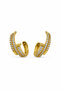 Stylish Yellow Color Stone Three Row Detailed Hoop Earrings Women's Bijouterie